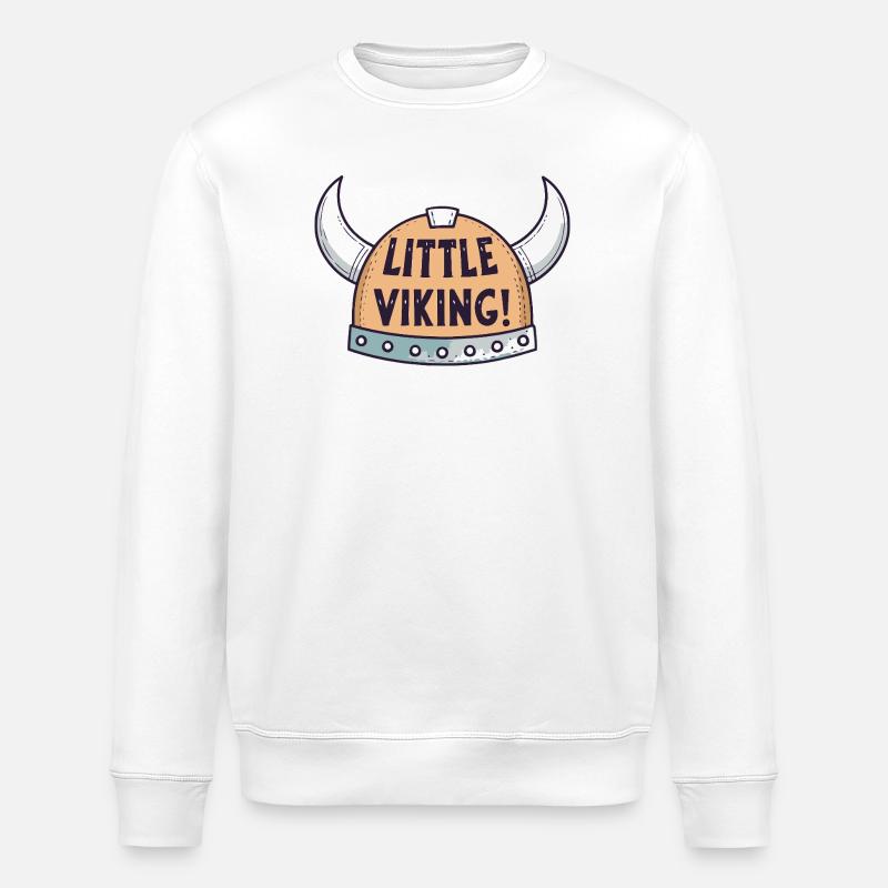 Kleiner Wikinger mit gehörntem Helm - Stanley/Stella Unisex Bio-Sweatshirt ROLLER - Weiß