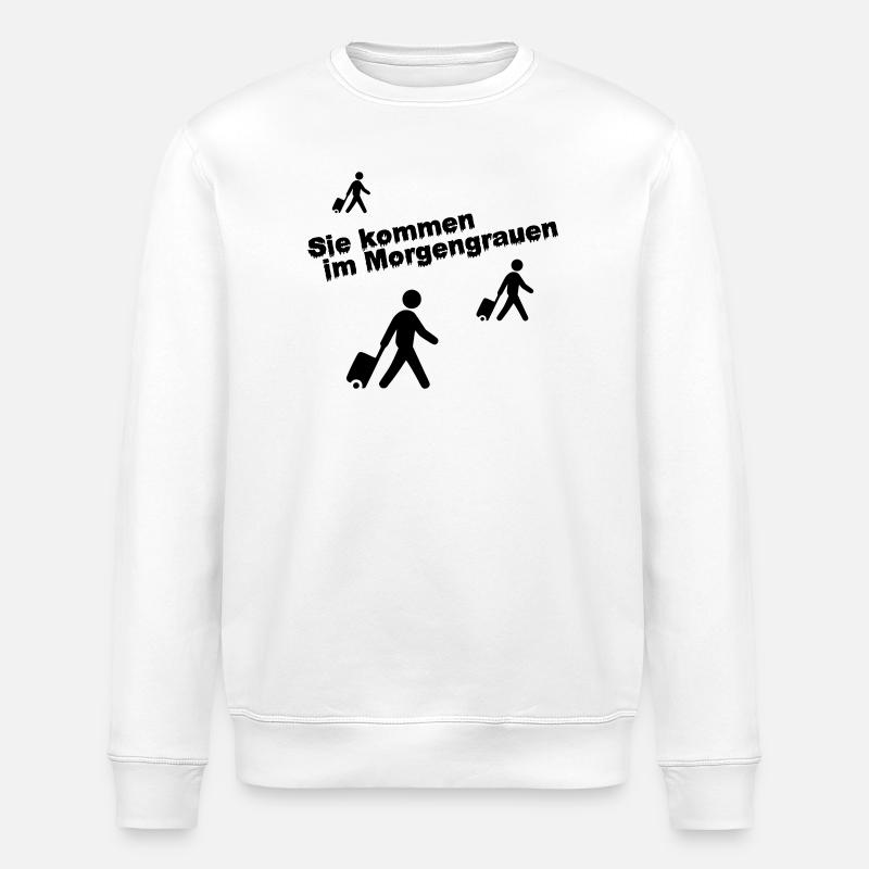 Rolling suitcase at dawn - Stanley/Stella ROLLER Unisex Organic Sweatshirt - white