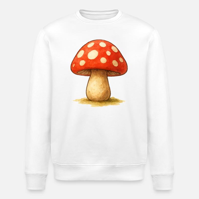 Champignon Bande dessinée Aquarelle - Sweat bio ROLLER Stanley/Stella Unisexe - blanc