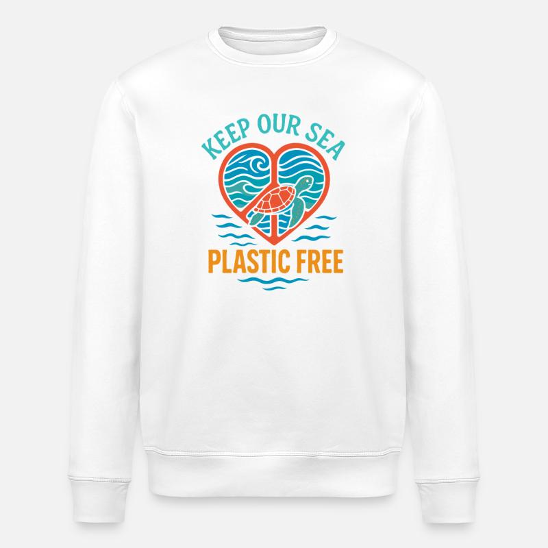 Keep our ocean plastic-free - Stanley/Stella ROLLER Unisex Organic Sweatshirt - white