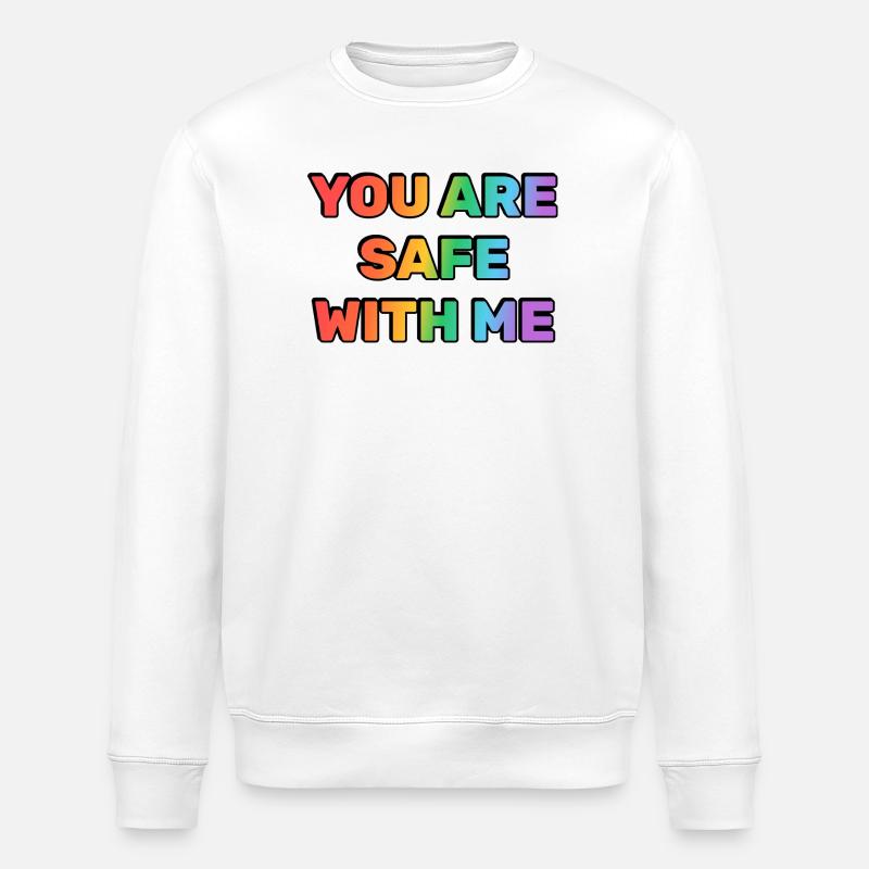 You Are Safe With Me Rainbow - Stanley/Stella ROLLER Unisex Organic Sweatshirt - white