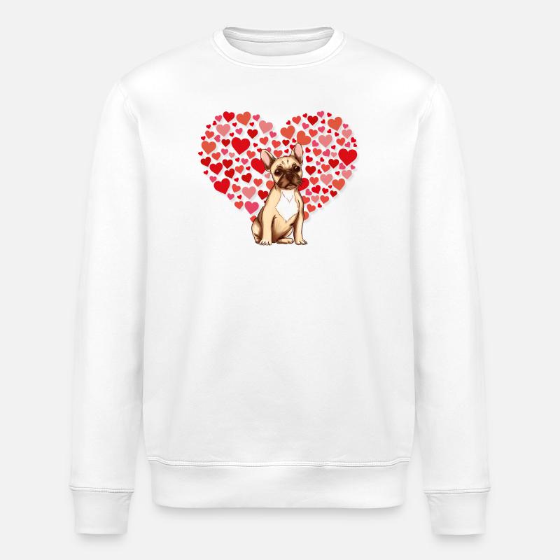 Hund mit Herz-Hintergrund - Stanley/Stella Unisex Bio-Sweatshirt ROLLER - Weiß