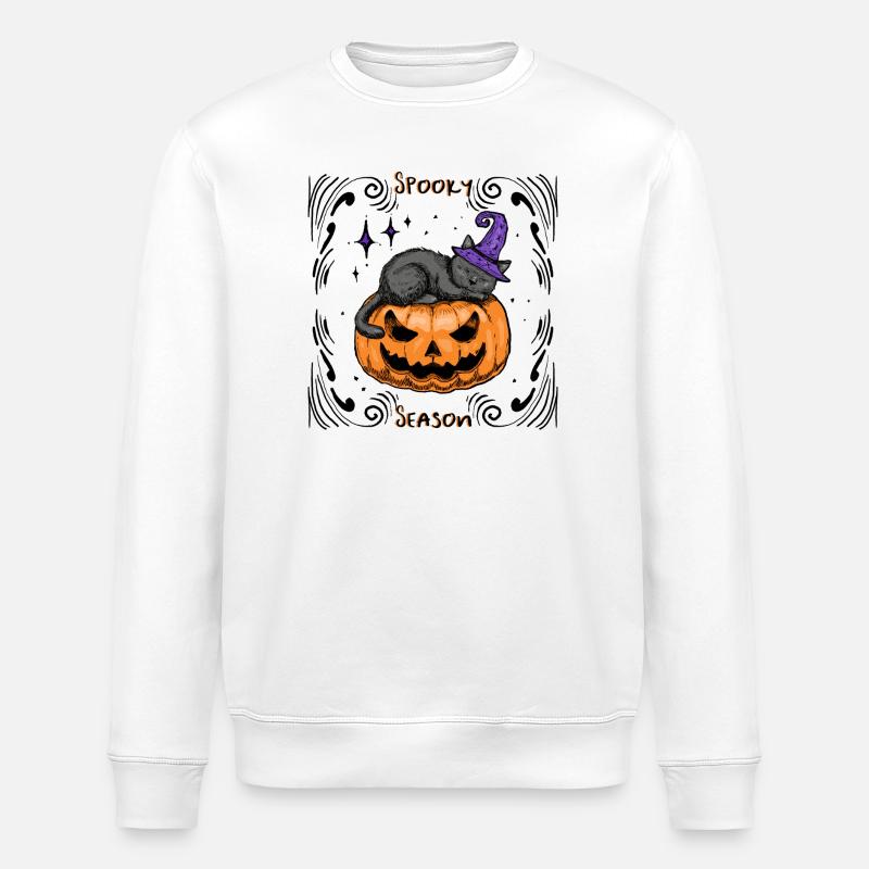 Schläfrige Katze Halloween _Dekoriert - Stanley/Stella Unisex Bio-Sweatshirt ROLLER - Weiß