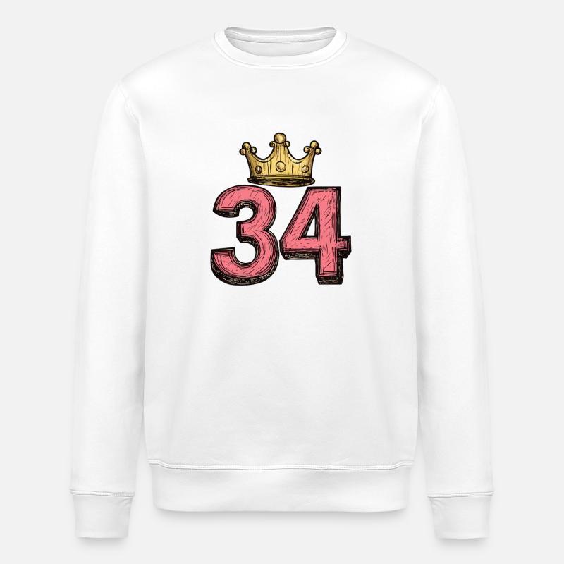 34 Zahl Krone - Stanley/Stella Unisex Bio-Sweatshirt ROLLER - Weiß