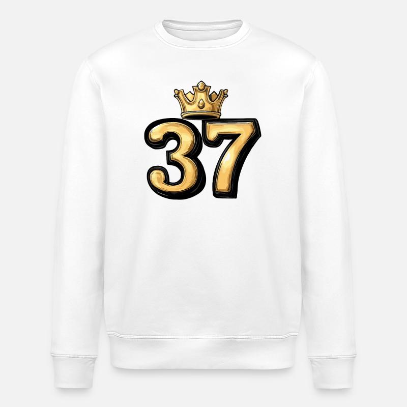37 Zahl Krone - Stanley/Stella Unisex Bio-Sweatshirt ROLLER - Weiß