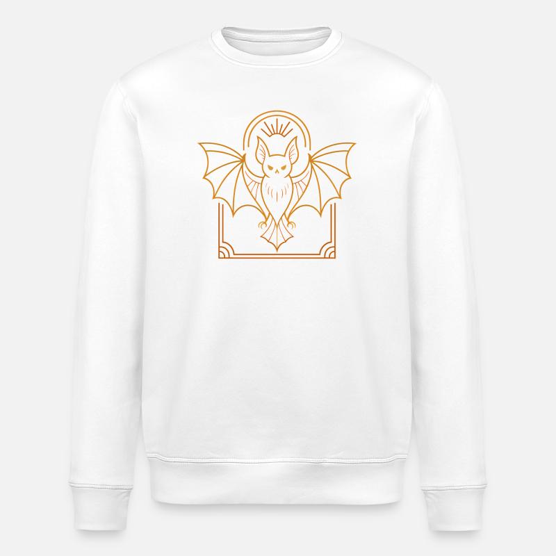 Orange moth bat - Stanley/Stella ROLLER Unisex Organic Sweatshirt - white