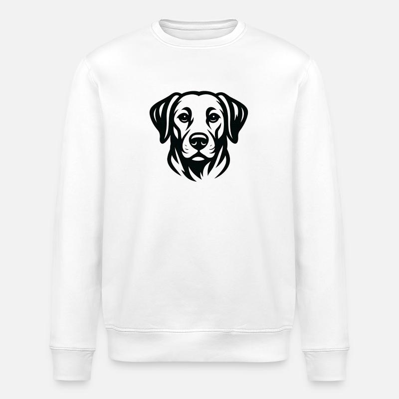 Hunde Gesichts-Linienkunst - Stanley/Stella Unisex Bio-Sweatshirt ROLLER - Weiß