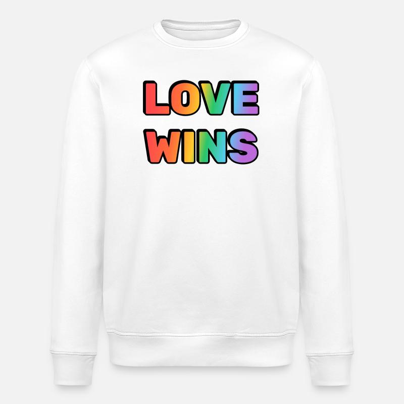 Love Wins Rainbow Gradient Text LGBT - Stanley/Stella ROLLER Unisex Organic Sweatshirt - white