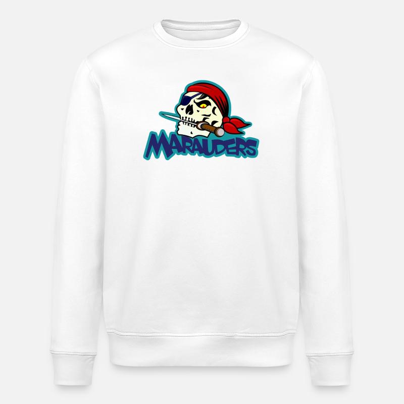 Pirate Skull Marauders - Stanley/Stella ROLLER Unisex Organic Sweatshirt - white
