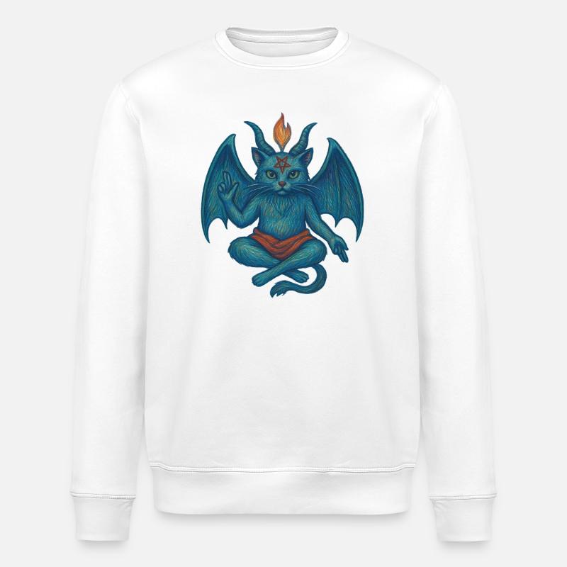 Cat Baphomet  - Stanley/Stella ROLLER Unisex Organic Sweatshirt - white