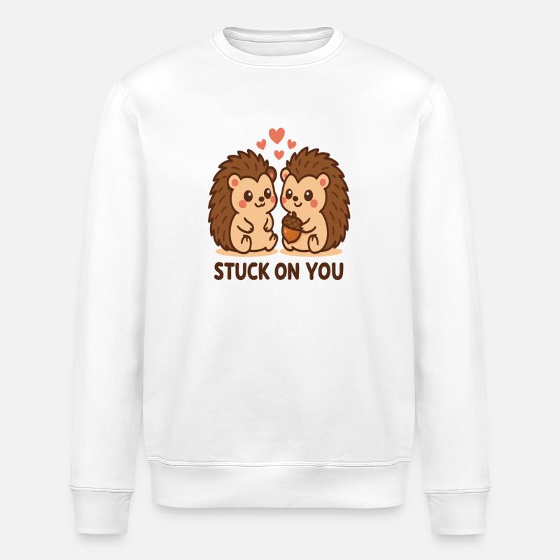 Cuddly hedgehogs in love - Stanley/Stella ROLLER Unisex Organic Sweatshirt - white