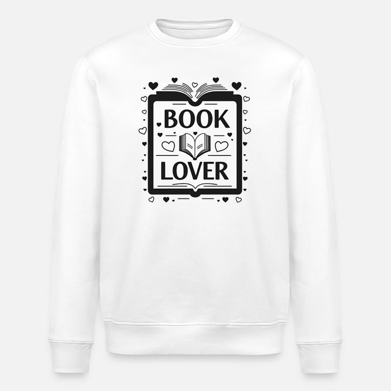 Fine Line Buch – Book Lover Design - Stanley/Stella Unisex Bio-Sweatshirt ROLLER - Weiß