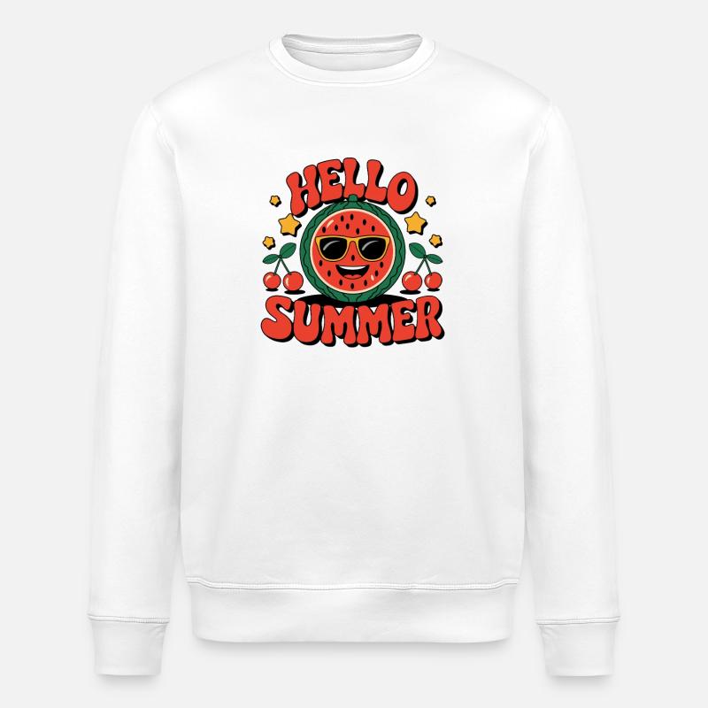  Fröhlicher Wassermelonen-Sommer Spaß Mit - Stanley/Stella Unisex Bio-Sweatshirt ROLLER - Weiß