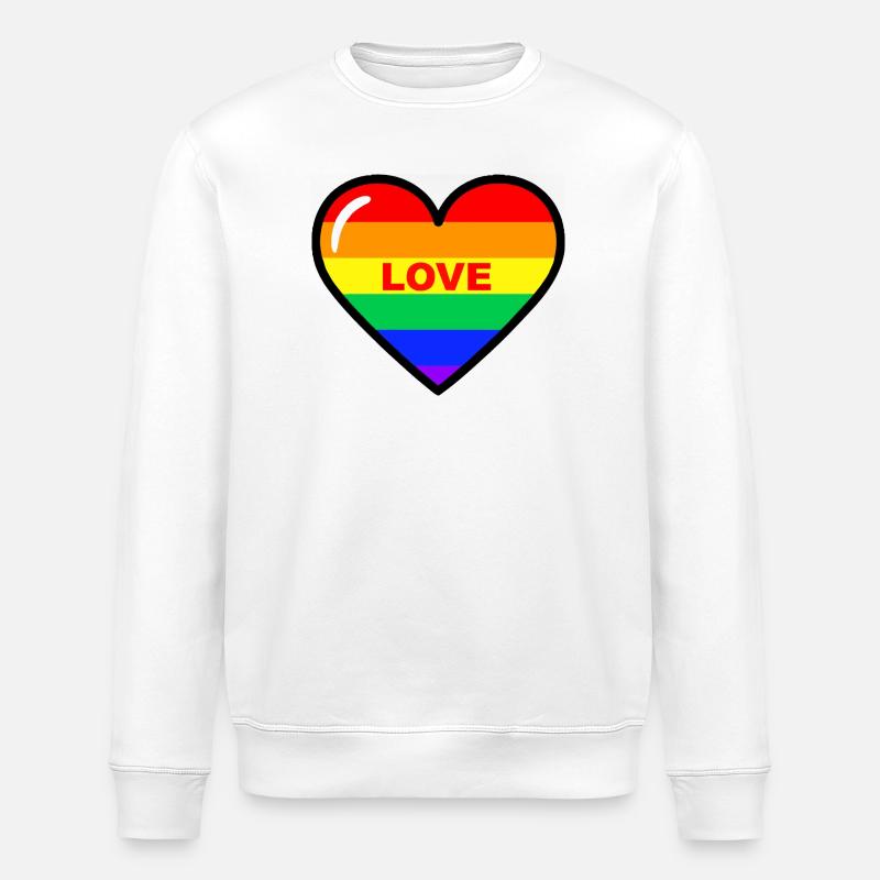 Regenbogen Herz Liebe - Stanley/Stella Unisex Bio-Sweatshirt ROLLER - Weiß