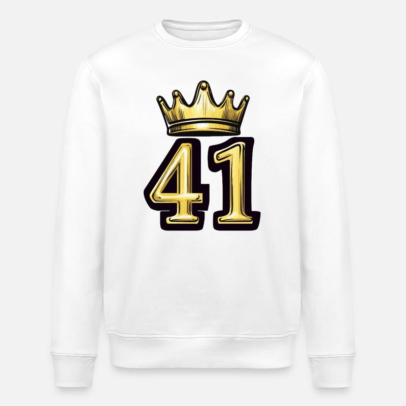 41 Zahl Krone - Stanley/Stella Unisex Bio-Sweatshirt ROLLER - Weiß