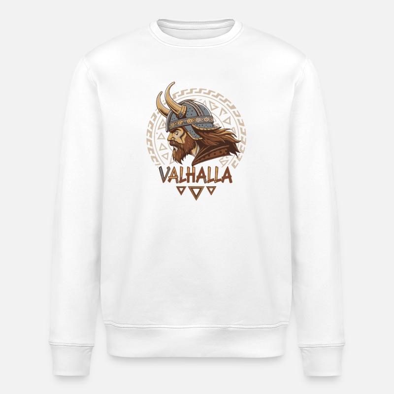 Wikinger Walhalla Runenhelm - Stanley/Stella Unisex Bio-Sweatshirt ROLLER - Weiß