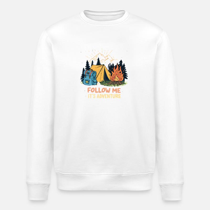 Abenteuer Camping Feuerzelt - Stanley/Stella Unisex Bio-Sweatshirt ROLLER - Weiß