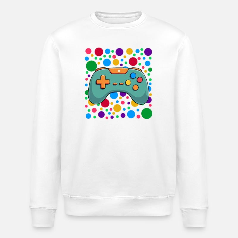 Colourful Gaming Controller Spotty Dotted Gaming - Stanley/Stella ROLLER Unisex Organic Sweatshirt - white