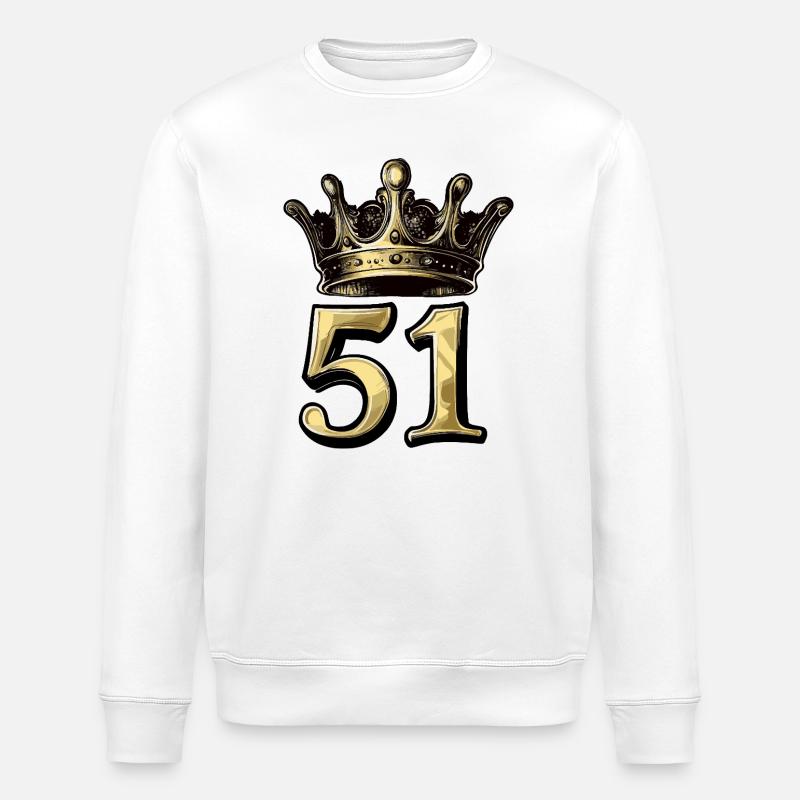 51 Zahl Krone - Stanley/Stella Unisex Bio-Sweatshirt ROLLER - Weiß