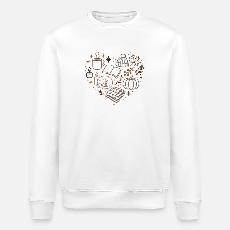 Autumnal Cuddle Evening Pattern - Stanley/Stella ROLLER Unisex Organic Sweatshirt - white