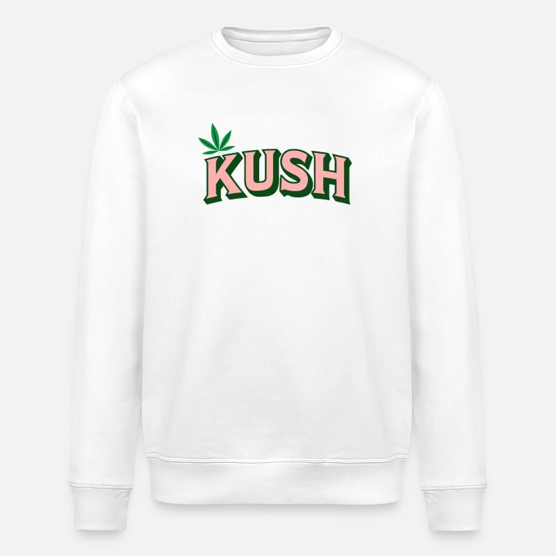 KUSH Retro Leaf - Stanley/Stella ROLLER Unisex Organic Sweatshirt - white