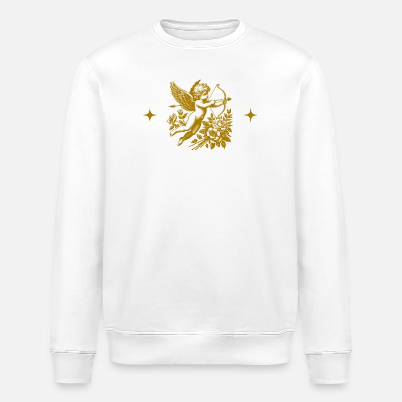 Cupid Doré et Fleurs - Sweat bio ROLLER Stanley/Stella Unisexe - blanc
