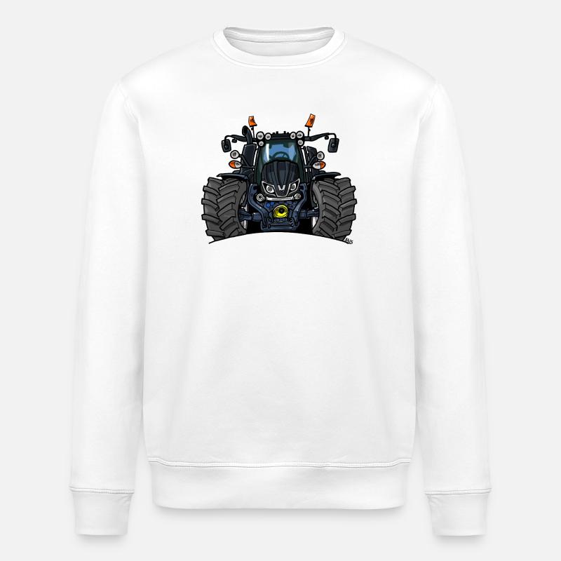 1396-TRACTEUR EN V NOIR - Sweat bio ROLLER Stanley/Stella Unisexe - blanc