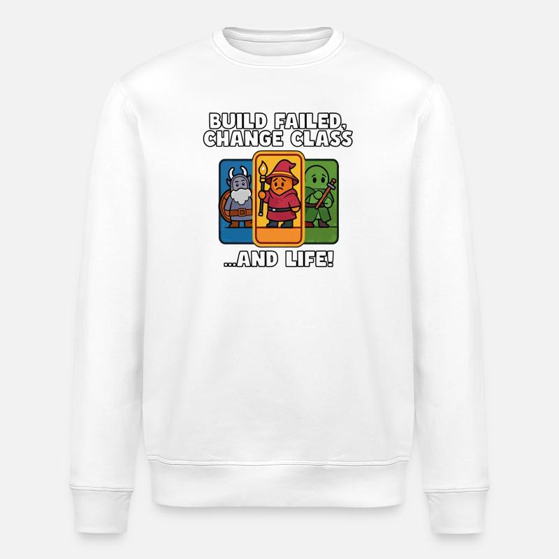 Build Failed, Change Class - Stanley/Stella ROLLER Unisex Organic Sweatshirt - white