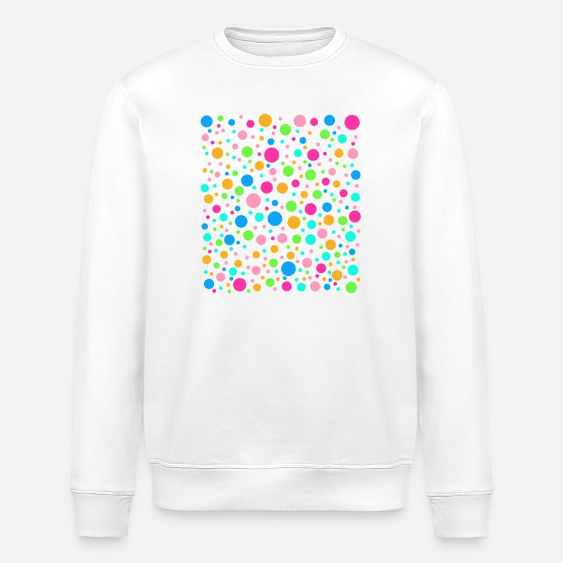 Fleckiges Regenbogen-Punkte-T-Shirt - Stanley/Stella Unisex Bio-Sweatshirt ROLLER - Weiß