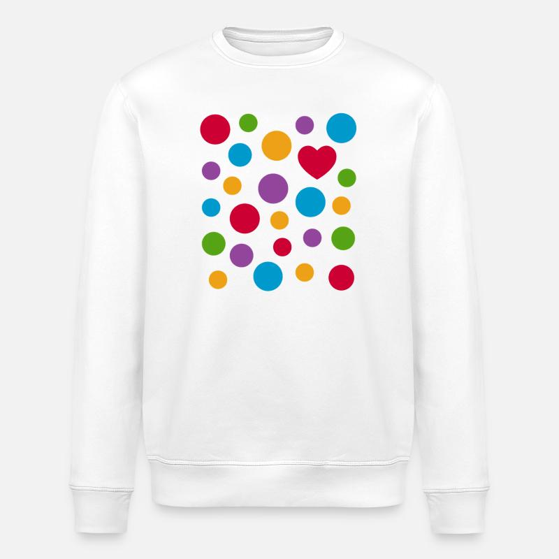 Spotty Dots Heart T-Shirt – Bunt gefleckte Liebe - Stanley/Stella Unisex Bio-Sweatshirt ROLLER - Weiß