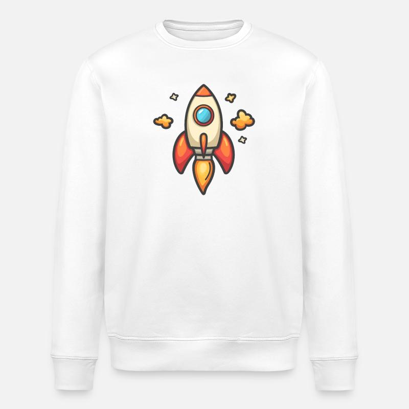 Rakete Cartoon Abenteuer - Stanley/Stella Unisex Bio-Sweatshirt ROLLER - Weiß