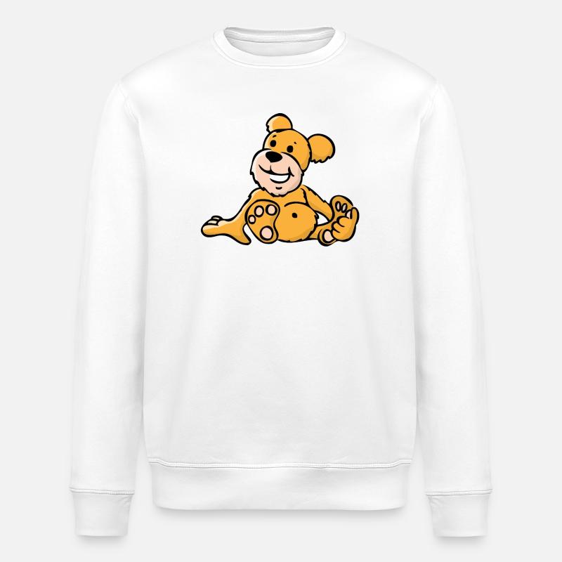 Fröhlicher Cartoon Bär sitzt - Stanley/Stella Unisex Bio-Sweatshirt ROLLER - Weiß