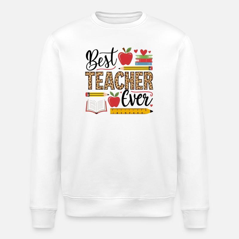 Bester Lehrer Leopard Schreiben - Stanley/Stella Unisex Bio-Sweatshirt ROLLER - Weiß