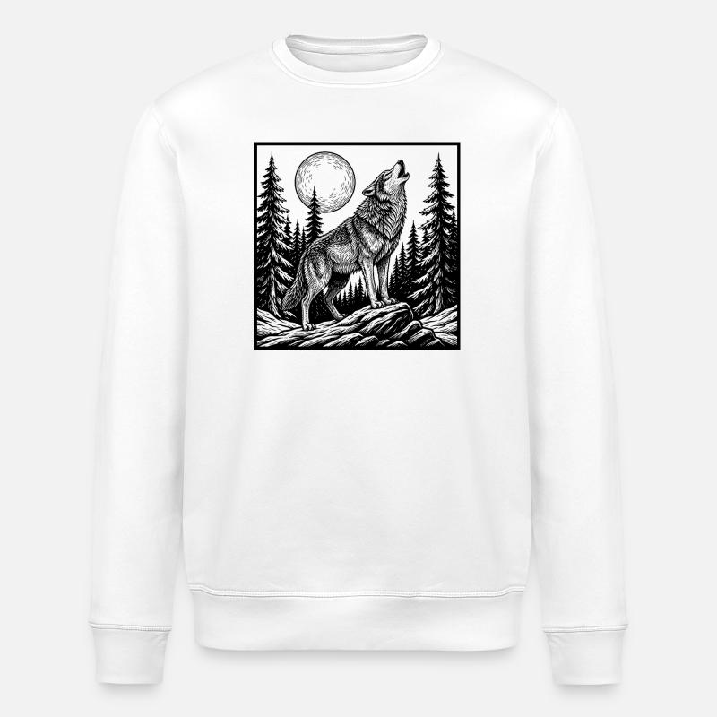 howling wolf - Stanley/Stella ROLLER Unisex Organic Sweatshirt - white