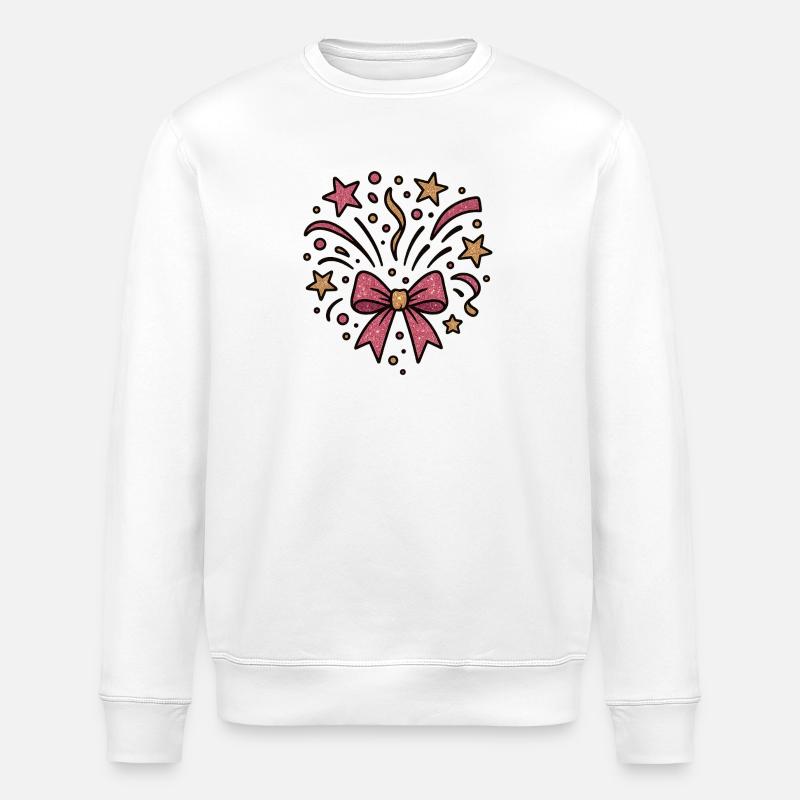 Glitter Fireworks Bow - Stanley/Stella ROLLER Unisex Organic Sweatshirt - white