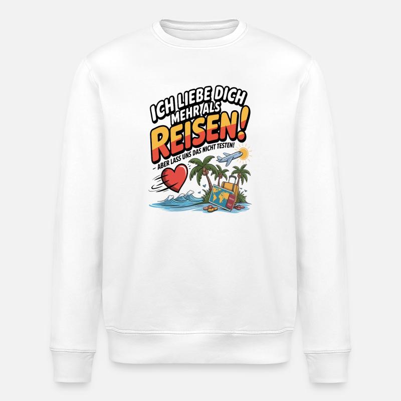 Je t’aime plus que voyager - Sweat bio ROLLER Stanley/Stella Unisexe - blanc