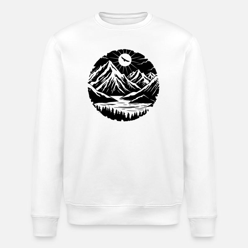 Mountain Landscape Silhouette - Stanley/Stella ROLLER Unisex Organic Sweatshirt - white