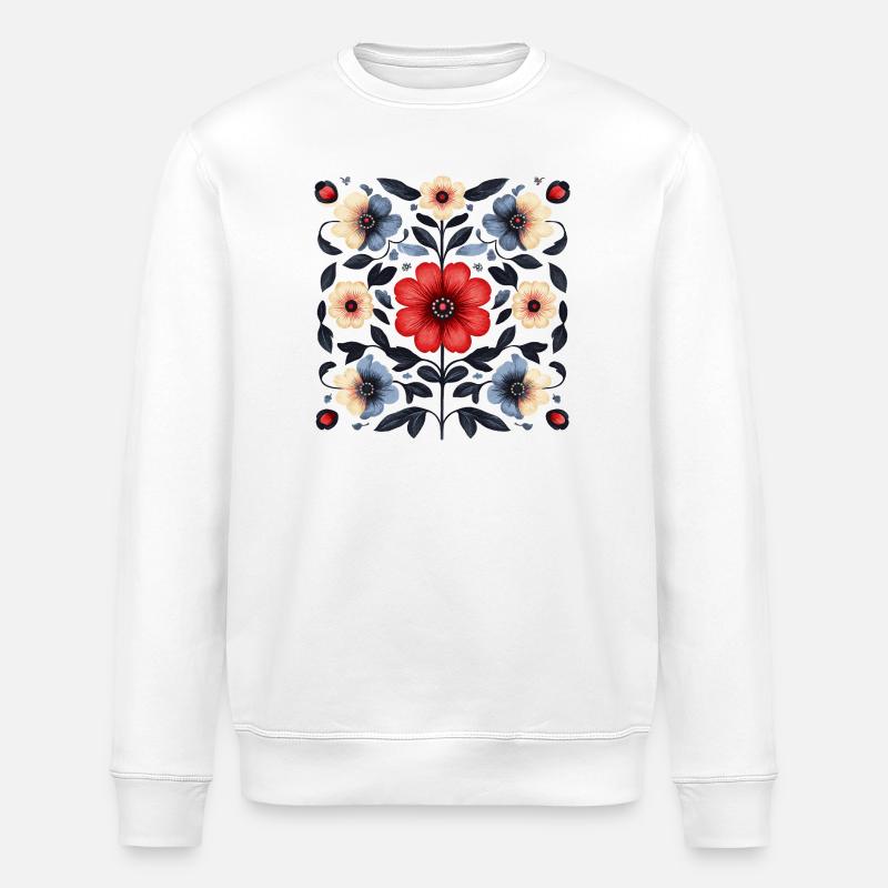 nordisches Blumenmuster - Stanley/Stella Unisex Bio-Sweatshirt ROLLER - Weiß