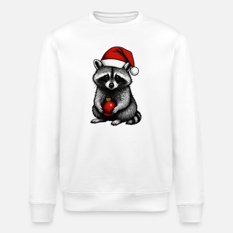Edler Weihnachts Waschbär mit Kugel - Stanley/Stella Unisex Bio-Sweatshirt ROLLER - Weiß