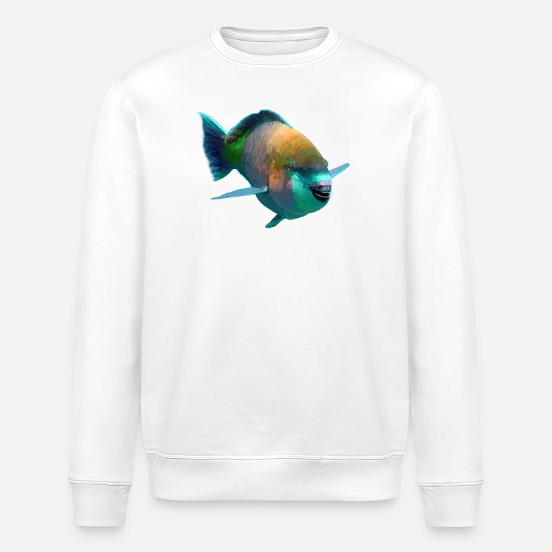 Farbenfroh Fisch Pop-Art - Stanley/Stella Unisex Bio-Sweatshirt ROLLER - Weiß