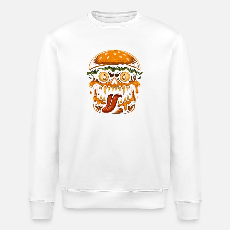 Burger Schädel Monster - Stanley/Stella Unisex Bio-Sweatshirt ROLLER - Weiß