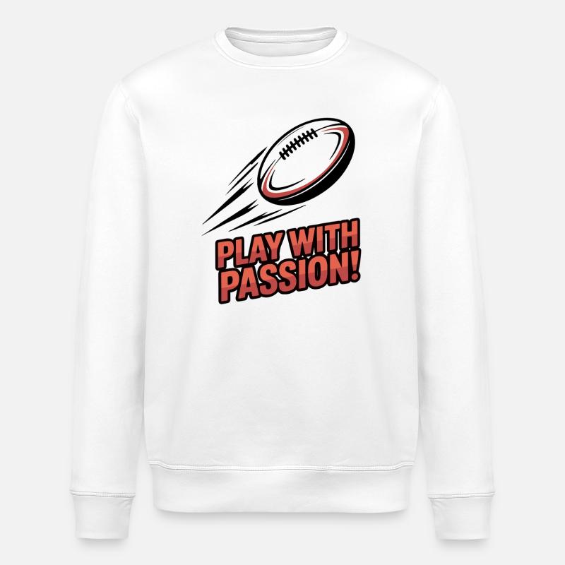 Spielen Sie mit Leidenschaft Rugby Burst - Stanley/Stella Unisex Bio-Sweatshirt ROLLER - Weiß