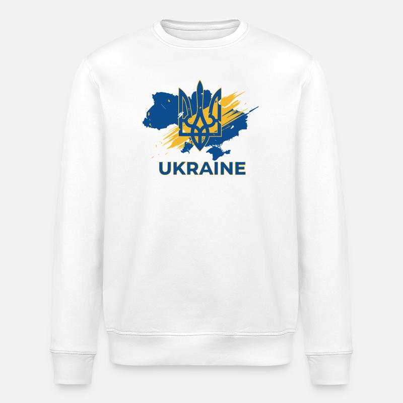 Trident Wave Ukraine Logo-Druck - Stanley/Stella Unisex Bio-Sweatshirt ROLLER - Weiß