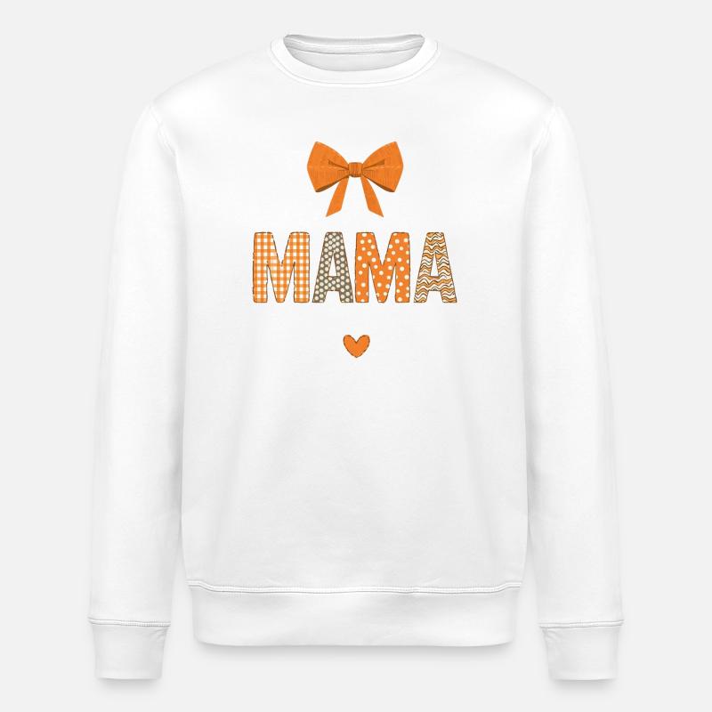 Orange Mom Patchwork Patterns - Stanley/Stella ROLLER Unisex Organic Sweatshirt - white