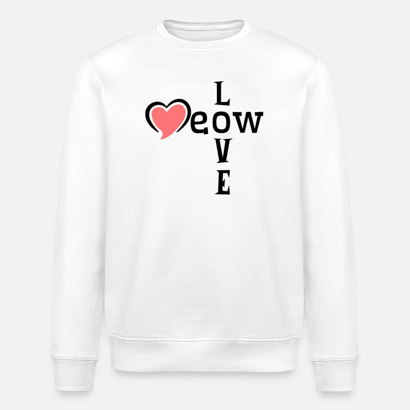 Rosa Herz-Silhouette auf Schwarz - Stanley/Stella Unisex Bio-Sweatshirt ROLLER - Weiß