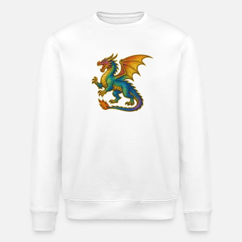 Dragon scintillant arc-en-ciel - Sweat bio ROLLER Stanley/Stella Unisexe - blanc