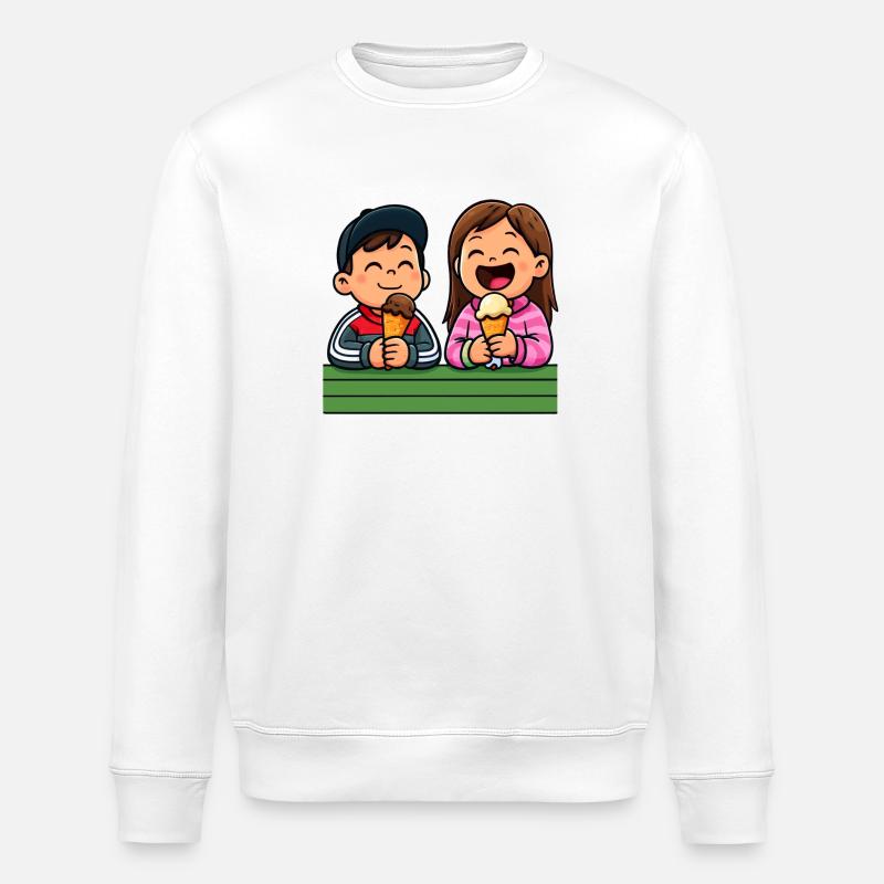 Fröhliche Eiscreme Freunde - Stanley/Stella Unisex Bio-Sweatshirt ROLLER - Weiß