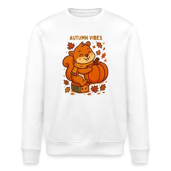 Herbstiges Eichhörnchen mit Kürbis Herbst autumn  - Stanley/Stella Unisex Bio-Sweatshirt ROLLER - Weiß - Vorne - Nik (191cm)
