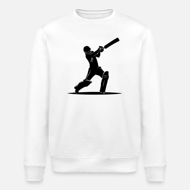 Cricket Batsman Silhouette - Stanley/Stella Unisex Bio-Sweatshirt ROLLER - Weiß