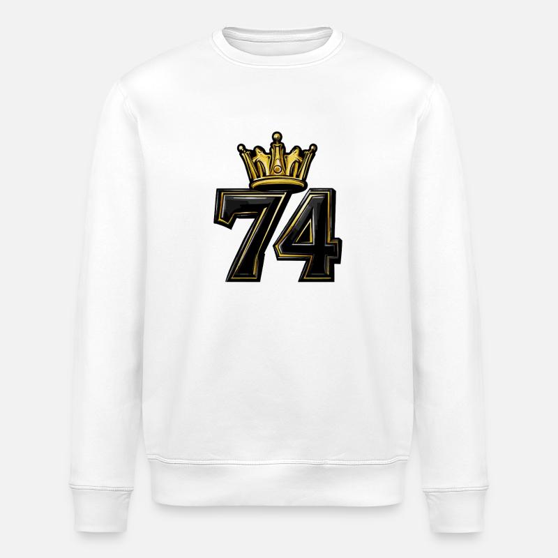 74 Zahl Krone - Stanley/Stella Unisex Bio-Sweatshirt ROLLER - Weiß